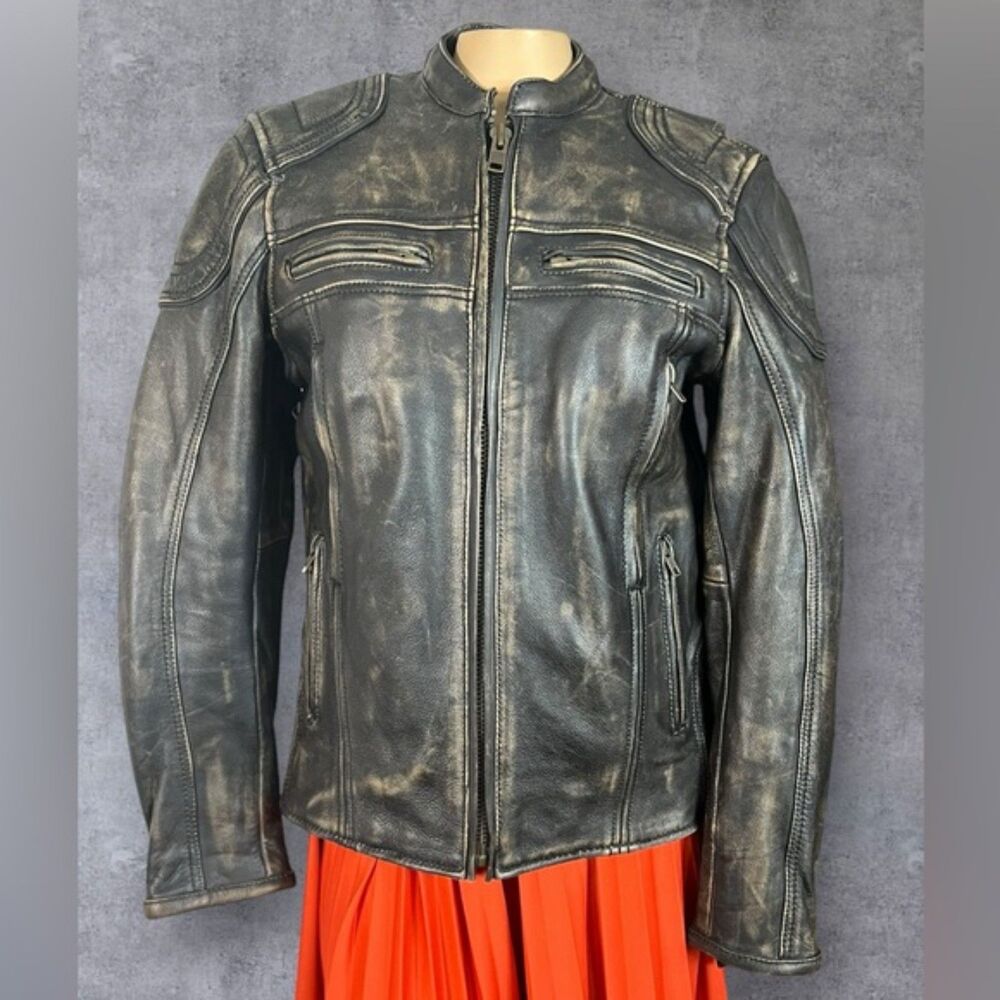 UNIK Ultra Distressed Women's Leather Motorcycle Jacket – Small